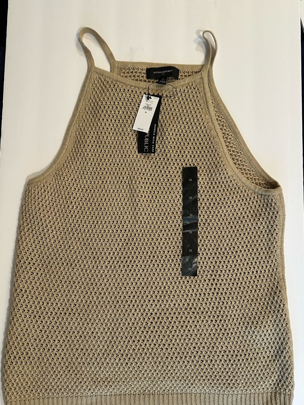 Banana Republic Tan Open-Knit Tank Top - Picture 2 of 10